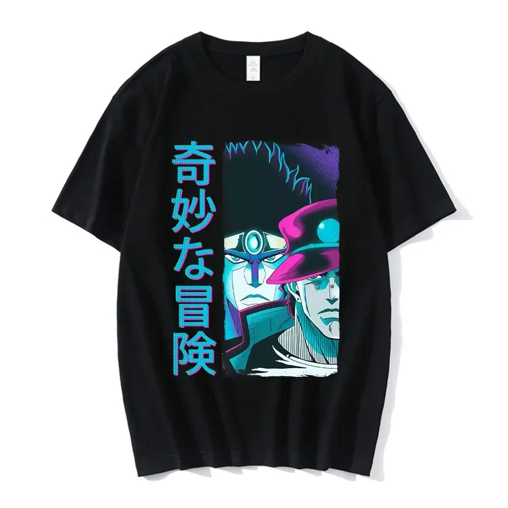 Anime Jojo Bizarre Adventure Graphic Men‘s T-Shirt Women Fashion Short Sleeve Casual Tops Cotton Oversize Tops Streetwear