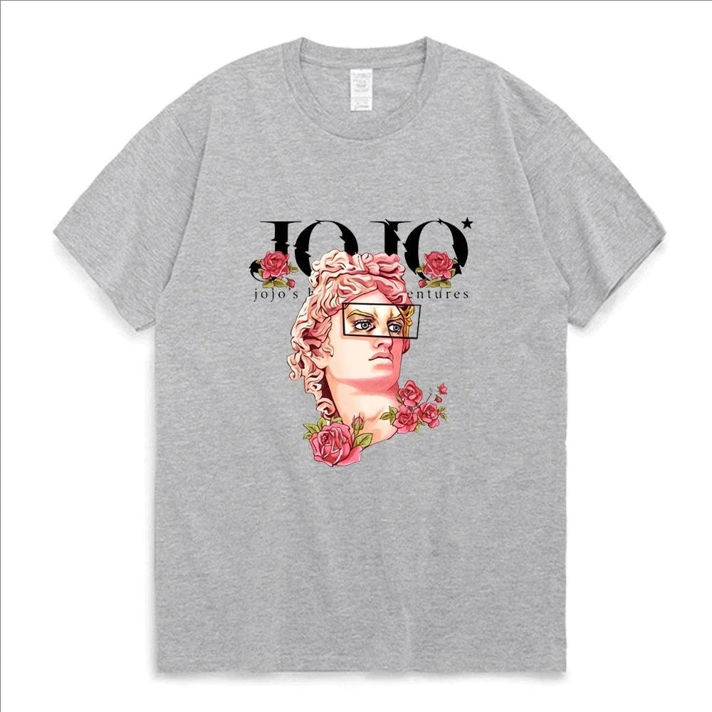 Japanese Jojo Bizarre Adventure Print Graphic T Shirt Men Women Leisure Quality Cotton Short Sleeve T Shirt Summer Tops Clothing