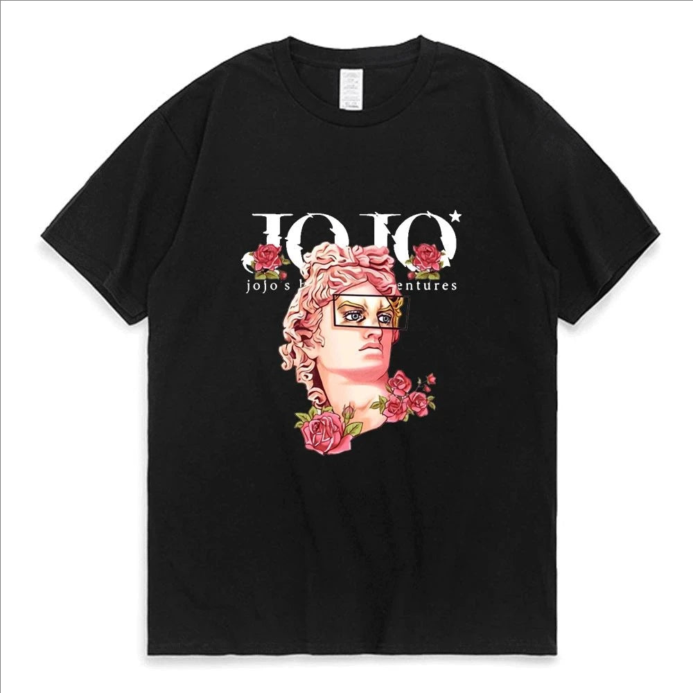 Japanese Jojo Bizarre Adventure Print Graphic T Shirt Men Women Leisure Quality Cotton Short Sleeve T Shirt Summer Tops Clothing