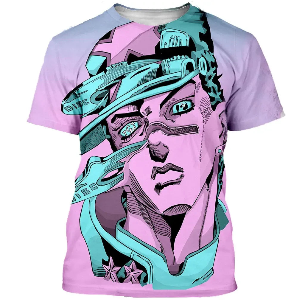 Anime JOJO Bizarre Adventure 3D Print T-Shirts Men Women Fashion Oversized Short Sleeve T Shirt Harajuku Kids Tees Tops Clothing