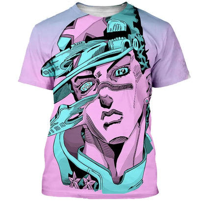 Anime JOJO Bizarre Adventure 3D Print T-Shirts Men Women Fashion Oversized Short Sleeve T Shirt Harajuku Kids Tees Tops Clothing